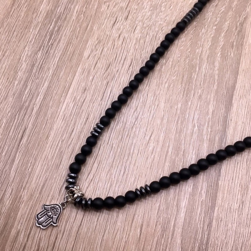 Hamsa Hand Shape Charm Yoga Necklace - Picture 3 of 5